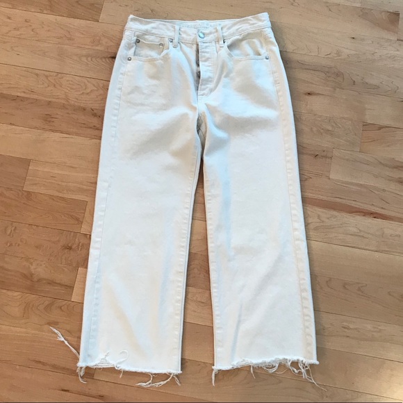 American Eagle Outfitters Denim - American Eagle light cream wide leg cropped jeans